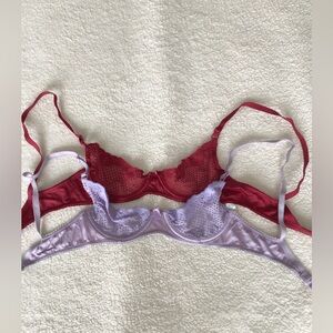 34A Timpa Alice Demi Lace Bras set of 2 lavender and burgundy